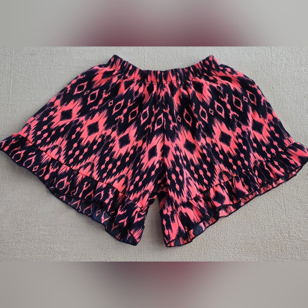 Lori & Jane Girls Shorts Size 6/7 Blue And Peach Elastic Waist